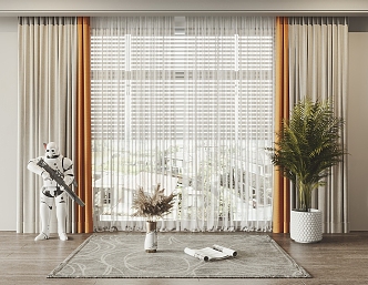 Modern Curtain Window Screen 3d model