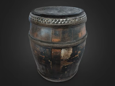 Chinese Drum Drum Hit Musical Instruments Antique Cultural Relics 3d model