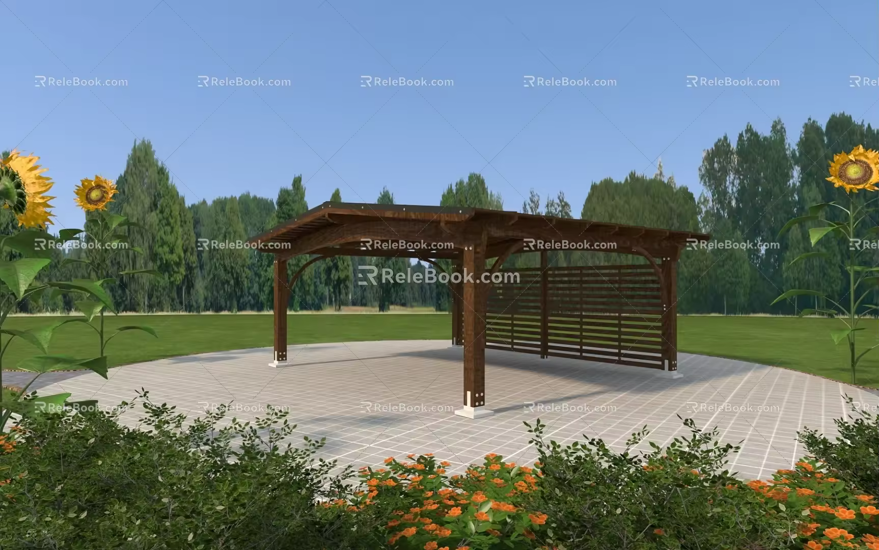 modern pavilion park pavilion rest pavilion rest stool park signage 3d model
