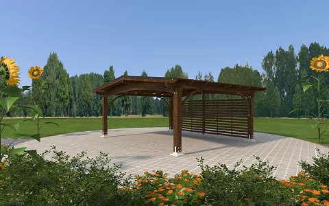 modern pavilion park pavilion rest pavilion rest stool park signage 3d model