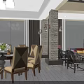 Modern Restaurant Interior With Dining Tables Chairs Pendant Lights And Sofa Seating