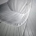 Beige Fabric Lounge Chair With Metal Frame Comfortable Cushion And Vanvachtan Label Modern Design