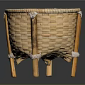 Handwoven Natural Wicker Basket With Sturdy Wooden Legs For Daily Living Use