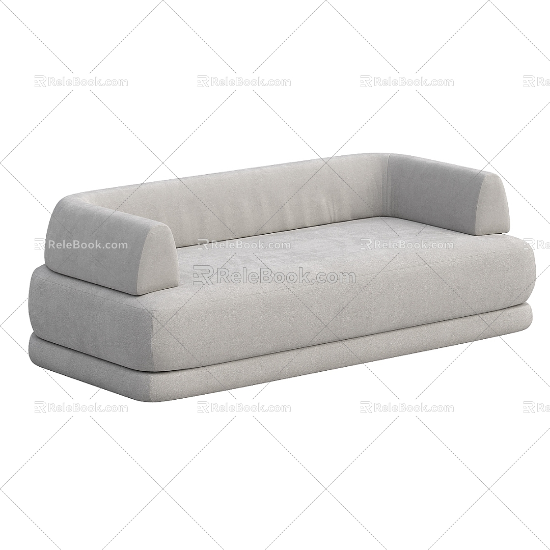 Simple Double Sofa Double Sofa Simple Sofa Grey Sofa Living Room Sofa 3d model