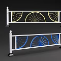 Municipal Road Guardrail With White Railings And Colorful Fan Shaped Patterns