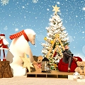 Modern Winter Beauty Chen Set Christmas Element Snow Polar Bear Snow Interactive Pecking 3d model