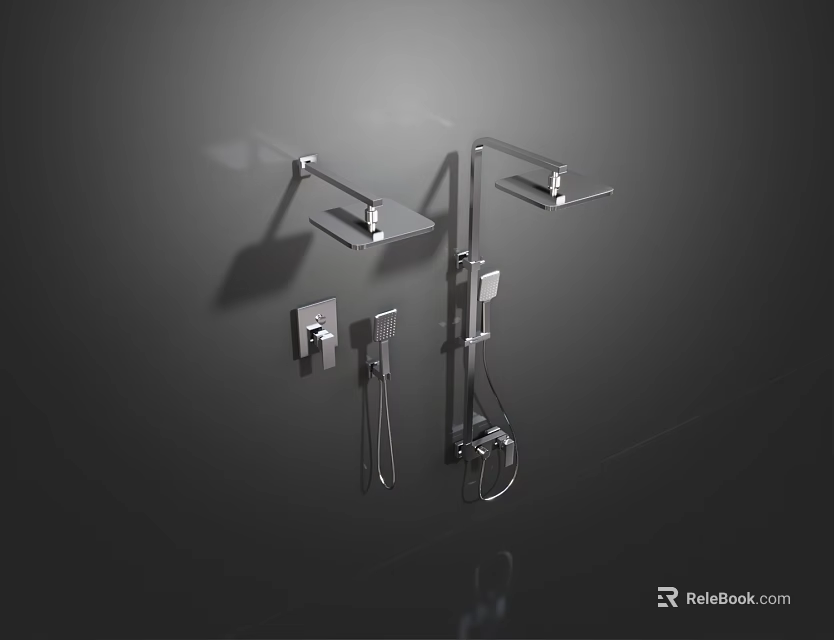 Modern Wall Mounted Shower System With Overhead And Handheld Sprayers 3d model