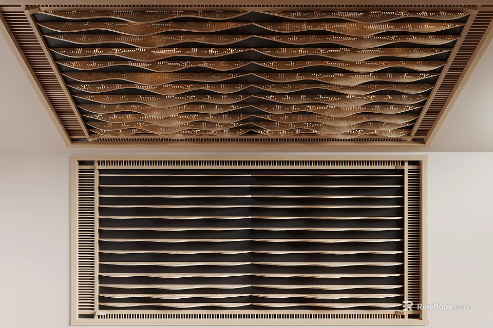 Wave Shaped Decorative Ceiling For Modern Interior 3d model