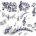 Musical Wall Decor with Music Notes Treble Clefs and Various Symbols 3d model