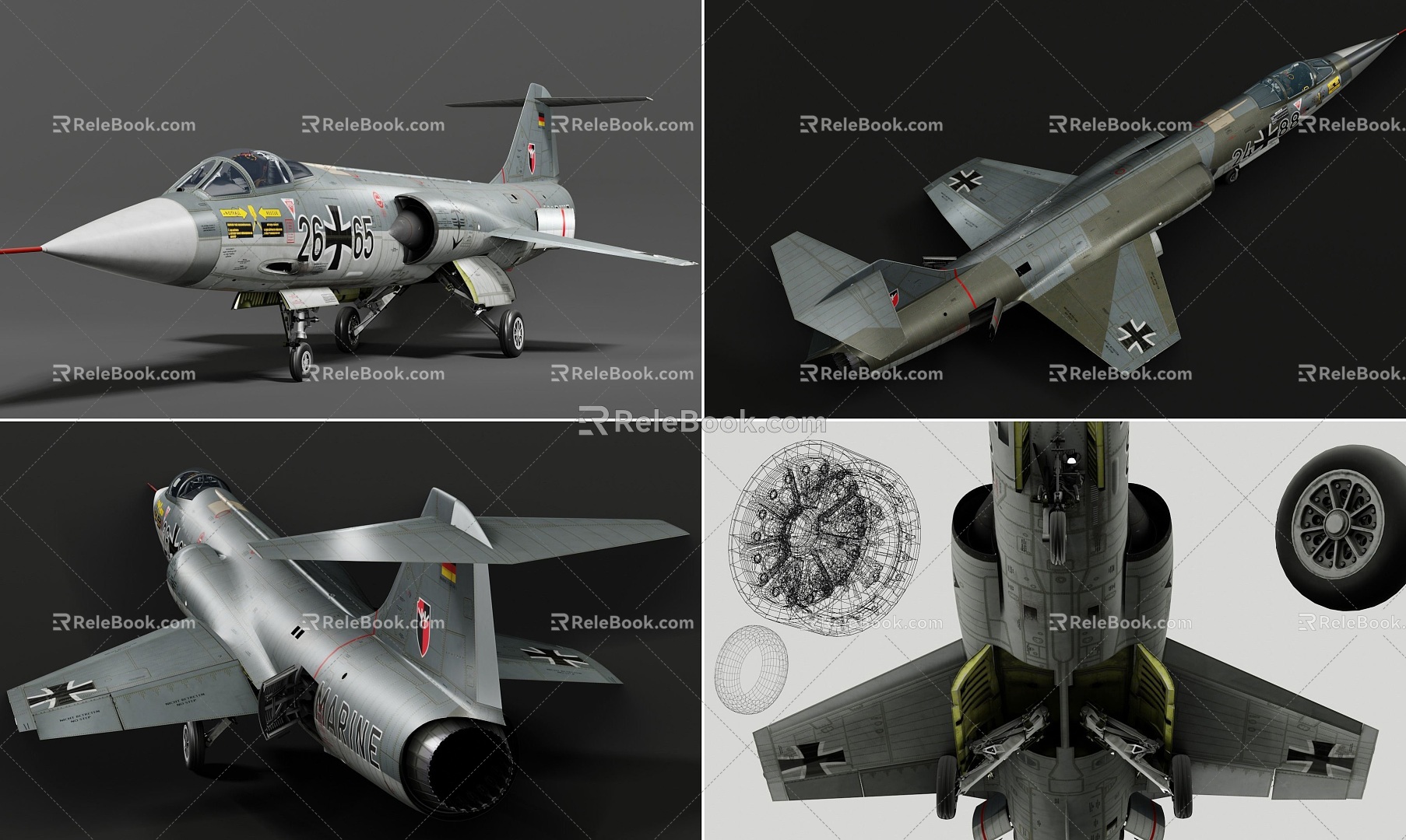 F104g Fighter Aircraft Berlin Air Force Fighter Aircraft Starfighter J-10 J-15 Aircraft Fighter Ornaments Toys 3d model