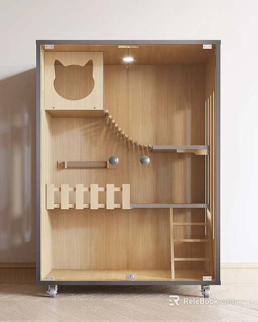 Wooden Garden Ornament With Multi Level Platforms Ladder And Hanging Elements 3d model