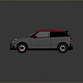 Compact Car with Gray Body Red Roof Red Side Mirrors Modern Design and Black Wheels