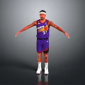 Man in Purple Phoenix Basketball Jersey Number 3 with Tattoos and Arms Outstretched