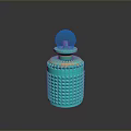 Woman Holding Elegant Green Perfume Bottle With Diamond Pattern And Spherical Lid