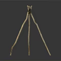 Simple Natural Wooden Sticks Forming Tripod Structure On White Background