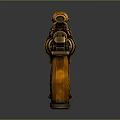 Steampunk Pistol With Brass Metallic Body Wooden Grip Gear Mechanism And Telescopic Scope