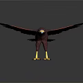 Crimson Eagle Standing With Spread Wings Yellow Talons And Sharp Beak Feature 3d model