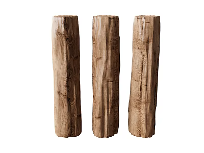 Natural Stone Wood Decorative Pillars With Rustic Texture For Home Interior Design 3d model