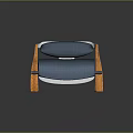 Modern Accent Leisure Chair With Blue Cushion Wooden Frame And Curved Backrest Design