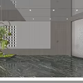 Modern Hotel Lobby Interior Design With Marble Floor Green Plant And Wall Decor