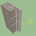 Building Component Structure With Stone Curtain Wall Insulation Layer And Steel Frame 3d model