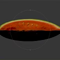 Fresh Watermelon Slice with Red Flesh and Green Rind on Black Background