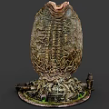 Game Movie Monster Character With Intricate Shell Like Structure and Glowing Green Eyes 3d model