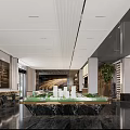 Modern Luxury Real Estate Sales Office Lobby With Marble Decorations And Residential Project Sand Table
