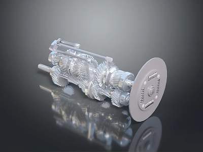 Modern Transparent Lighting Combination Featuring Mechanical Gear Axle Structural Design And Reflective Surface 3d model