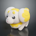 Cute Cartoon Puppy Character Toy With White Yellow Fur And Big Eyes