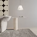 Modern Minimalist Side Table With Cylindrical Base And White Sofa On Light Carpet 3d model