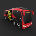 Red and Black Bus with Yellow Logo LAMENGAS Text CRUZEIRO Emblem and Adidas Brand
