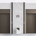 Modern Elevator Doors With Marble Walls Number Three Sign And Control Panel 3d model