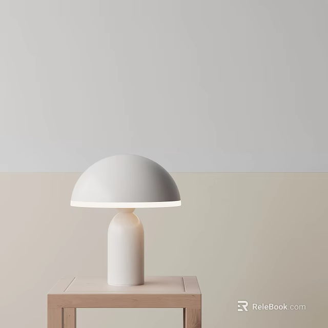 White Dome Shaped Table Lamp With Sleek Base In Modern Minimalist Room 3d model