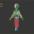 3D Model Game Movie Character In Blue Tracksuit With Red Shoes And Headphones