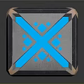 Futuristic Cube With Blue Glowing Cross Lines And Metallic Geometric Patterns