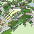 Modern Park Landscape Design Featuring Green Areas Trees And Curved Paths