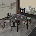 New Chinese Round Dining Table and Chair 3d model