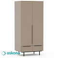 Beige Modern Minimalist Dresser With Double Doors And Bottom Drawers