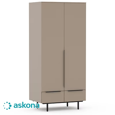 Beige Modern Minimalist Dresser With Double Doors And Bottom Drawers 3d model