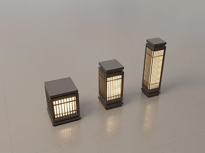 Modern Chinese Landscape Lamp Lawn Lamp Garden Lamp Outdoor Lamp Combination 3d model