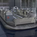 Hovercraft Number 4 With Pontoon Deck And Propeller Fans On Water Surface