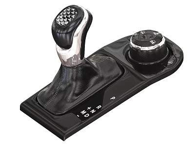 Car Gear Shift Lever And Control Knob On Black Base With Silver Black PRNDS Letters 3d model