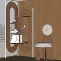 Modern Wooden Storage Shelf Interior With Multi Tiered Shelves Accent Chair And Natural Light