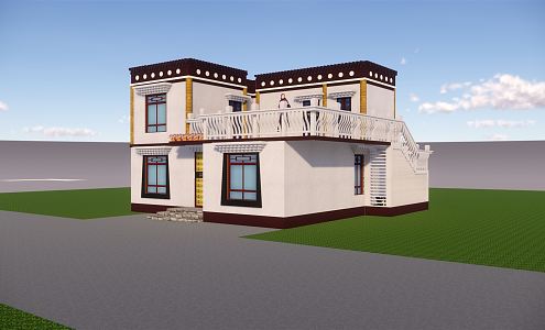 Ethnic Style Folk House Tibetan-style Rural Folk House 3d model