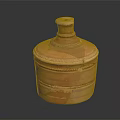 Ancient Handcrafted Terracotta Clay Jar Featuring Decorative Patterns Weathered Surface And Lid
