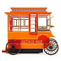 Orange Emma Jan Vintage Functional Vehicle With Flat Roof Transparent Windows And Spoked Wheels