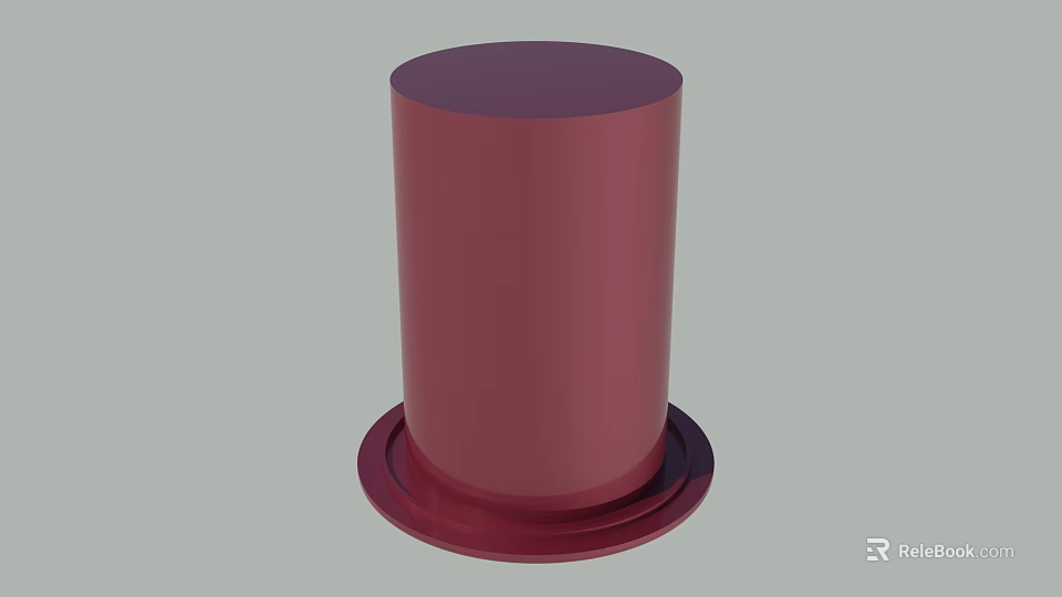 Red Cylindrical Decorative Object With Circular Base And Smooth Surface 3d model