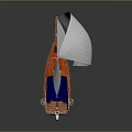 Sailboat With White Sails and Blue Orange Hull as Water Transport Vehicle