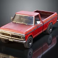 Vintage Red Pickup Truck With Shiny Exterior And Open Bed On Reflective Surface